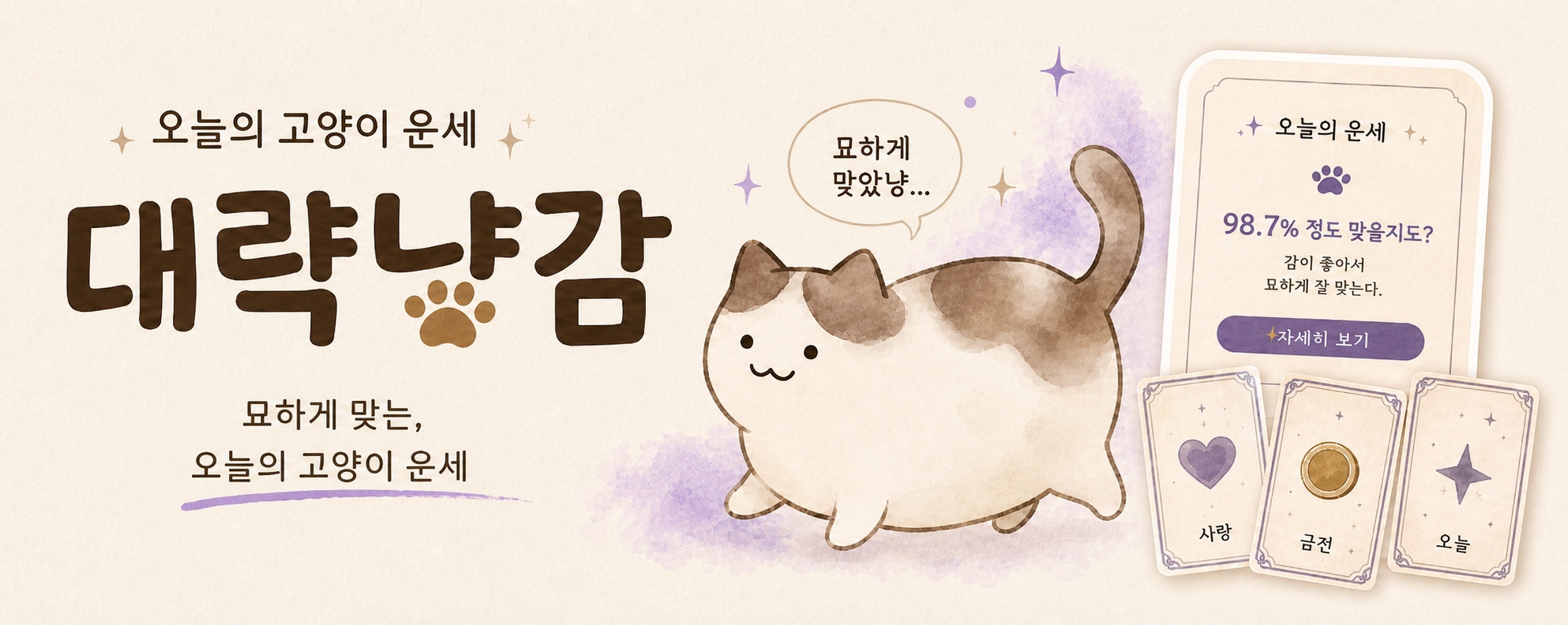 대략냥감 — 묘하게 맞는, 오늘의 고양이 운세.